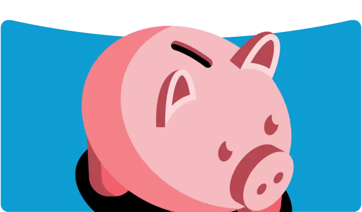 A stylized piggy bank.